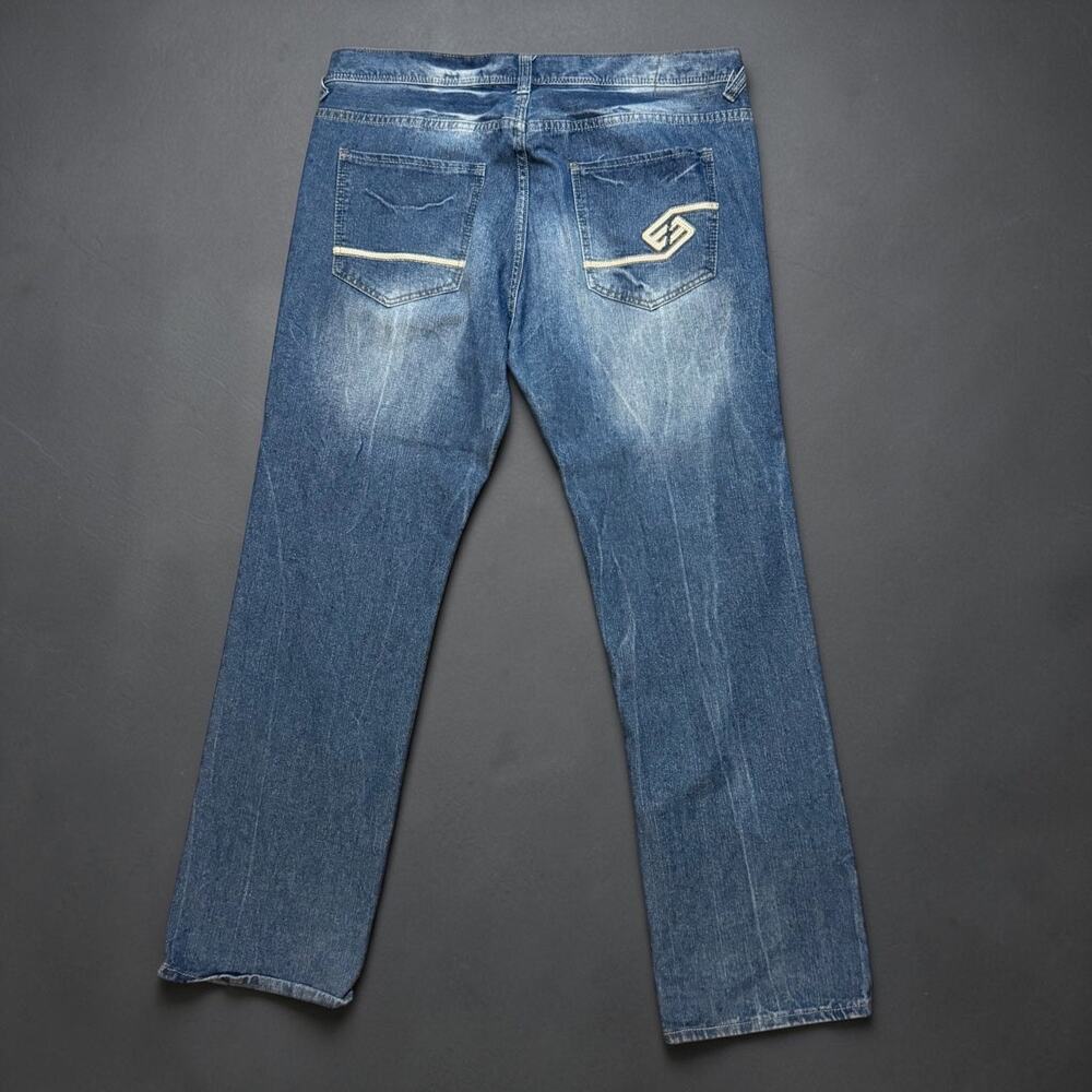 Vintage Y2K Enyce Jeans Mens Medium Wash Straight Baggy Whiskers Size 40